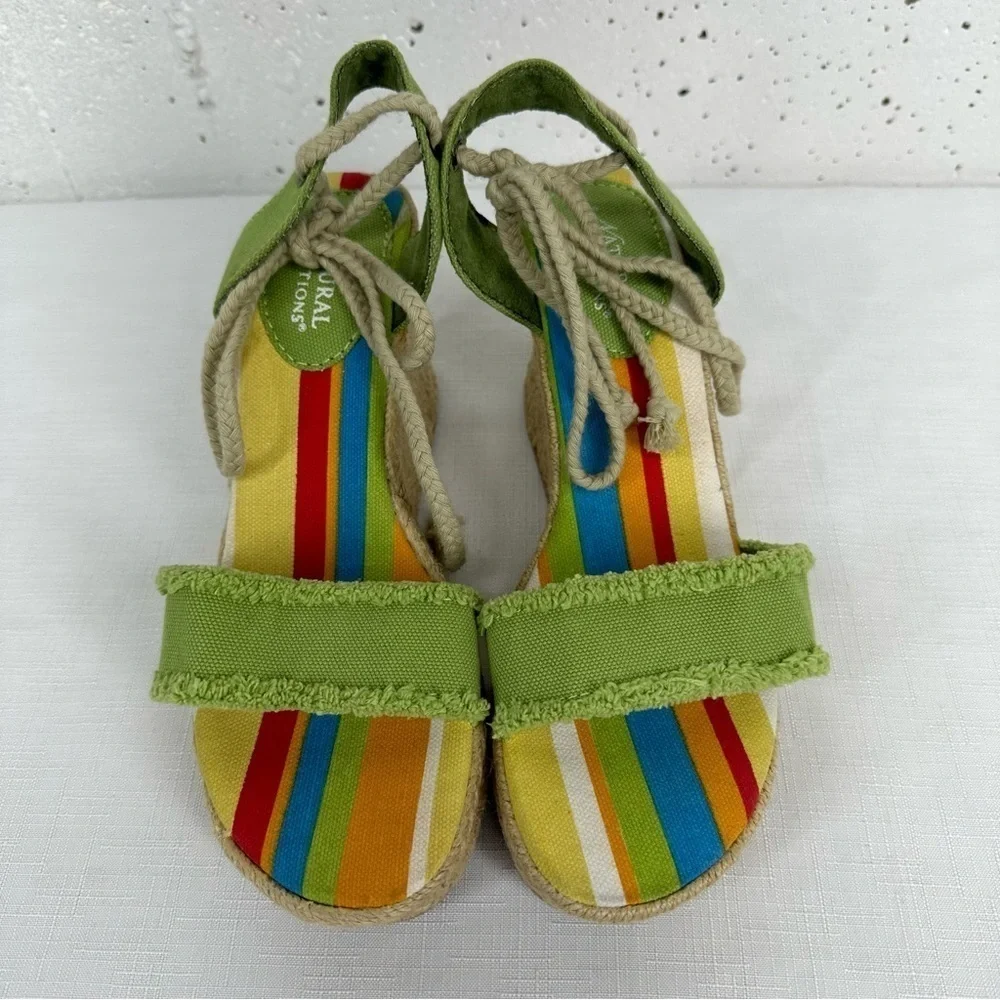 Natural Reflections Women's size 6 Lime Green Espadrille Wedge Sandals